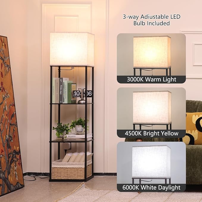 Gupuzm Floor Lamp with Shelves, Large Size Rectangle Standing Lamp with 3 Color - Image 2