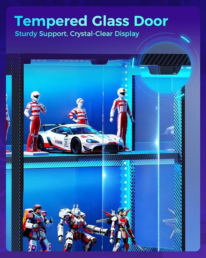 AODK Display Case with RGB Lights, 4-Tier Display Cabinet with Glass Doors and - Image 4