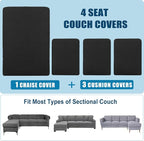 Water Repellent L Shaped Couch Covers, 4 Pieces Sofa Seat Cushion Slipcovers - Image 7