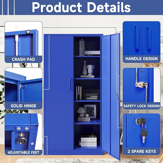 Metal Garage Storage Cabinet, Lockable Metal Cabinet - Image 5