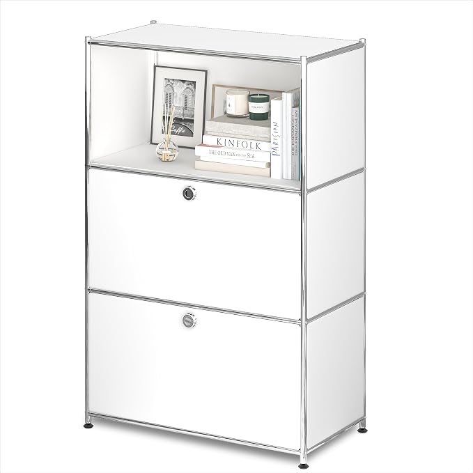 Metal Shelf with 2 Flap Doors, Large Capacity Cabinet, DIY Modern Home by SIMPLINK