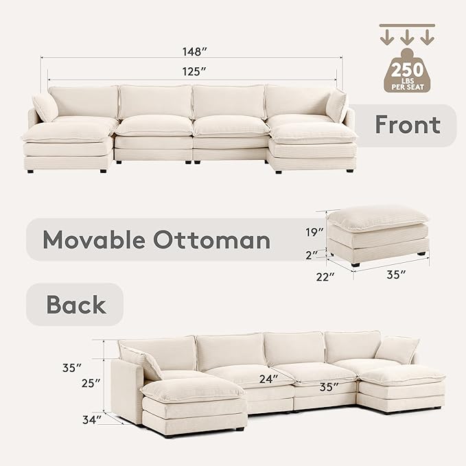 ROWHY 148'' Sectional Cloud Couch - Image 2