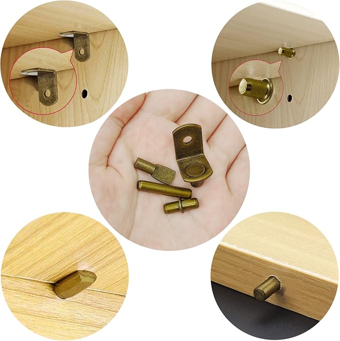 104Pcs Shelf Pins Pegs Kit, 4 Styles Shelf Support Pegs, Bookshelf Pegs - Image 3