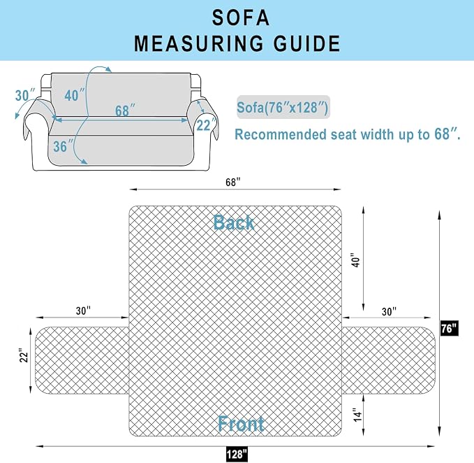 Reversible Couch Cover for 3 Cushion, Pet Friendly Water Repellent Couch Sofa - Image 7