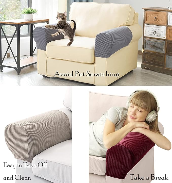 Sofa Arm Chair Covers, Couch Armrest Armchair Covers, Stretch Anti-Slip - Image 4