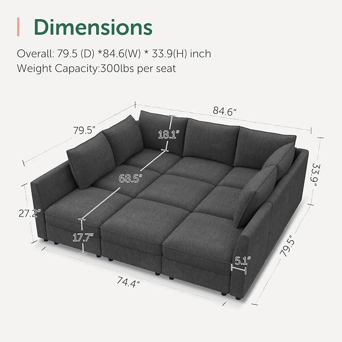 HONBAY Modular Sectional Sleeper Sofa - Image 2