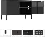 Metal Storage Cabinet, 2 Door TV Stand, Metal Mesh Accent Cabinet, Magnetic - Image 4