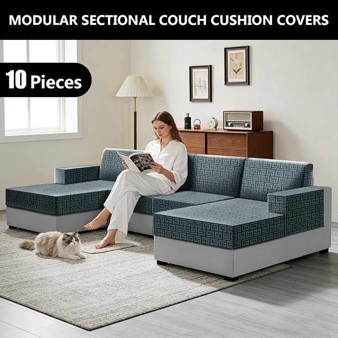 UNBBRRL 10 Pieces Stretch Sofa Cushion Covers - Image 6