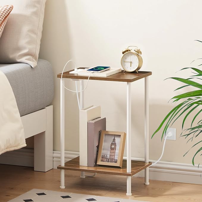 HOOBRO Side Table with Charging Station, End Table with USB Port and Outlets - Image 4
