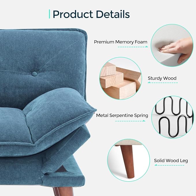 LINSY HOME Futon Sofa Bed, 3 in 1 Convertible Comfy Loveseat Sleeper Sofa Bed - Image 5