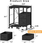 YAOHUOO Printer Stand with Power Outlet/Fabric Drawers, Printer Cabinet with - Image 7