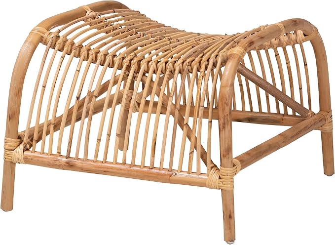 bali & pari Lamaria Natural Rattan Chair and Footstool, 2-Piece Set - Image 3