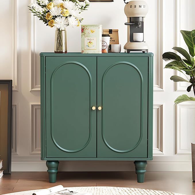 ORRD Fluted Storage Cabinet, Modern Credenza Wooden Accent Sideboard Buffet - Image 3