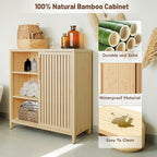 Bamboo Bathroom Cabinet, Side Storage Organizer Cabinet - Image 4