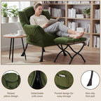 Welnow Lazy Chair with Ottoman, Modern Reading Accent Chair with Armrests and a - Image 4