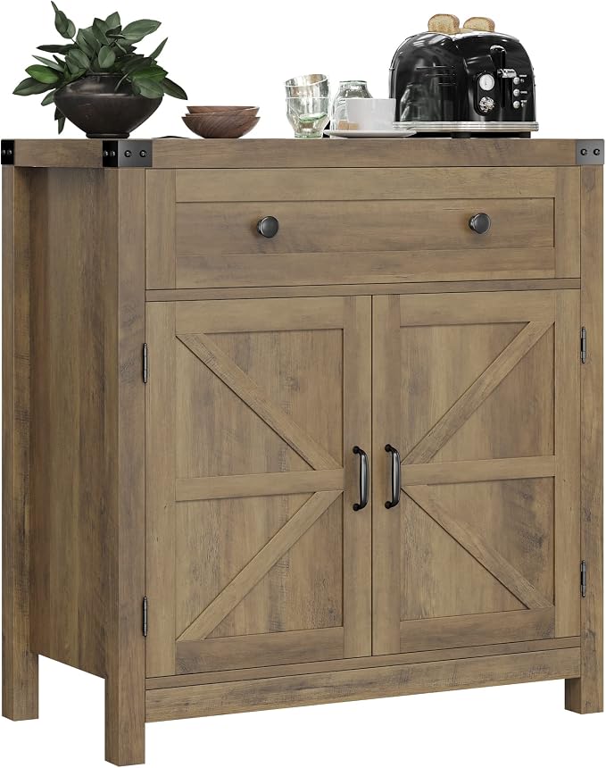 HOSTACK Coffee Bar Cabinet, Kitchen Storage Cabinet, Modern Farmhouse Buffet by HOSTACK