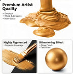 Nicpro Metallic Deep Gold Acrylic Paint, 8.45oz/250ml Large Deep Gold Leaf Paint - Image 2