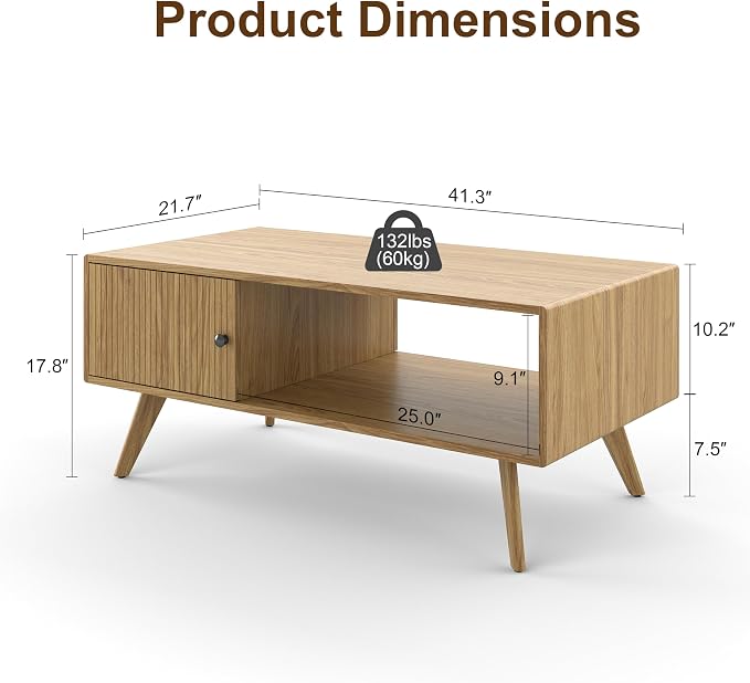 Manora Mid Century Modern Coffee Table - Image 2