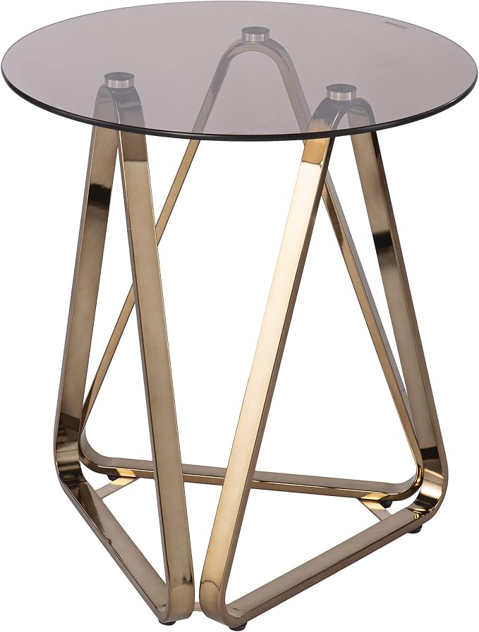 SEI Furniture - Stondon Round End Table - Transitional Design, Champagne Metal by SEIFurniture