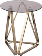 SEI Furniture - Stondon Round End Table - Transitional Design, Champagne Metal by SEIFurniture