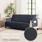 Quilted Black Sofa Slipcovers - Image 2
