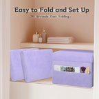 Small Ottoman with Storage, Folding Soft Fur Storage Foot Rest Stool with - Image 5