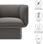 Modway Tate Performance Velvet Accent Chair in Storm Gray - Image 4
