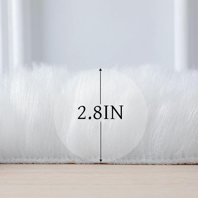 linmopm Faux Fur Sheepskin Fluffy Shag Fuzzy Rug, 2x6 ft Runner | High-Density - Image 2