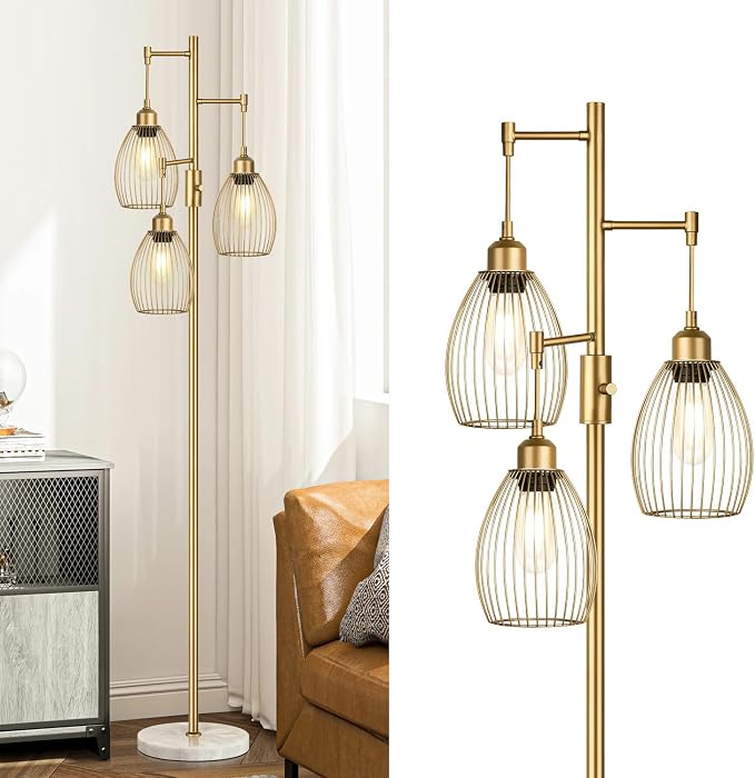 Torondo Dimmable Floor Lamps for Living Room, Industrial Standing Lamp by Torondo