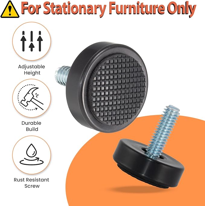 M6 Adjustable Furniture Leveler, 16 Pack Rubber Leveling Feet Screws in Threaded - Image 3