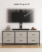 TV Stand with Mount, Fabric Dresser with 6 Drawers - Image 7