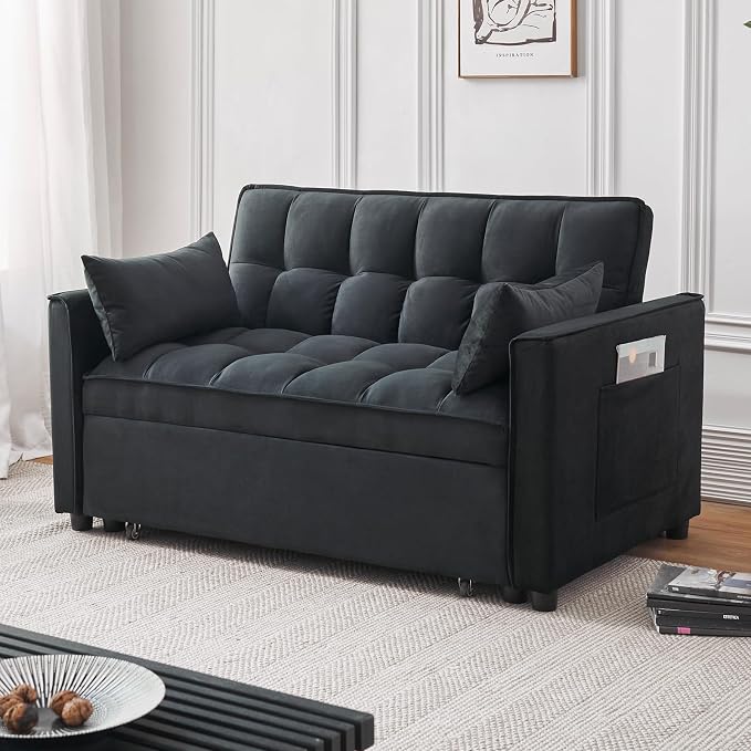 Futon Sofa Bed, Modern 3 in 1 Convertible Sleeper Sofa, Pull Out Couch Bed - Image 2