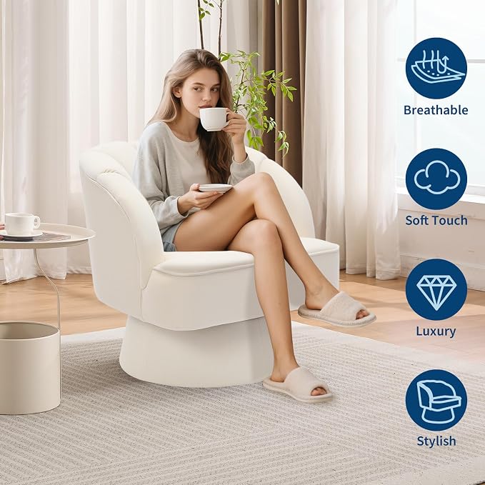 Garvee Ultra-Plush Swivel Accent Chair, 360° Barrel Lounge Chair - Image 5