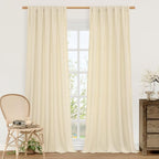 Beige Semi Sheer Linen Curtains 84 inches by LAMIT