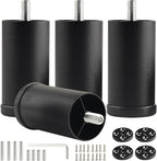 4-Pack 3 Inch Black Furniture Cabinet Metal Cylinder Risers Legs M8 Screw in by Unknown
