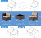 Outdoor Patio Furniture Set, 9 Pieces Outdoor Sectional Furniture Patio Set - Image 7