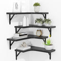 ROMGUAR CRAFT Corner Floating Shelves Wall Mounted Set of 4, Rustic Wood by ROMGUAR+CRAFT