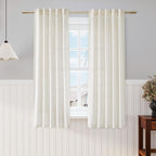 Cream Linen Curtains 63 Inch for Bedroom Natural Semi Sheer Light Filtering by Nanspring