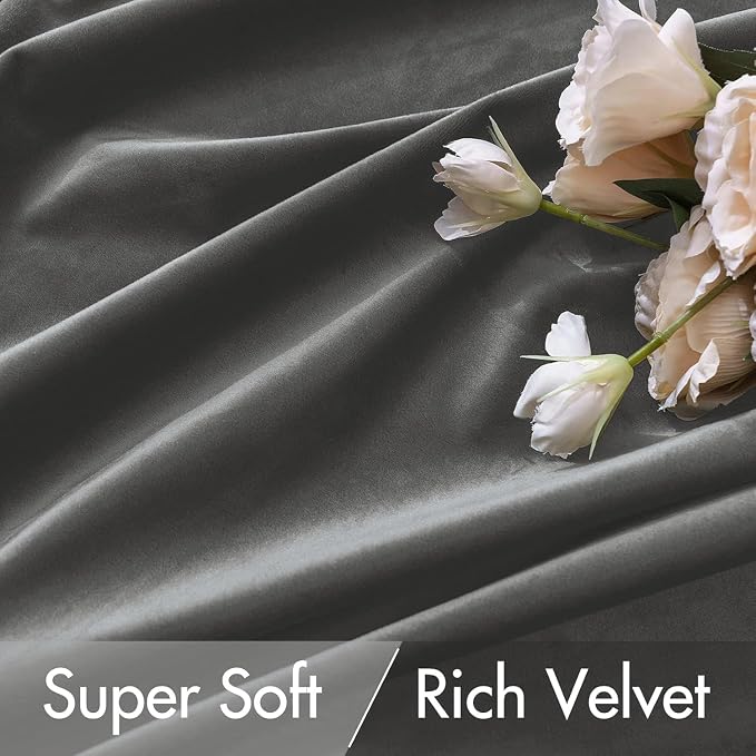 MIULEE Velvet Curtains 52x108 inches 2 Panels Gray Blackout Curtains | Luxury - Image 4