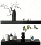Solid Wood Floating Shelves, 31.5in Finished Real Wood Wall Shelves by Unknown