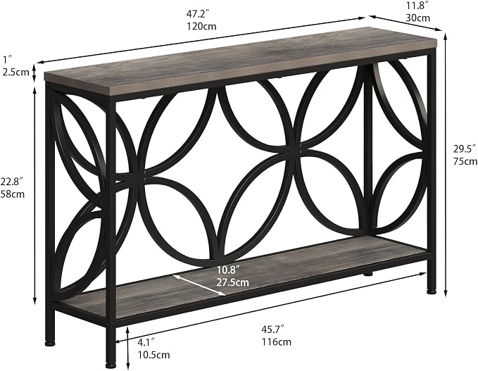GiftGo Narrow Sofa Table 47.2 Inch, Industrial Sofa Table Behind Couch - Image 2