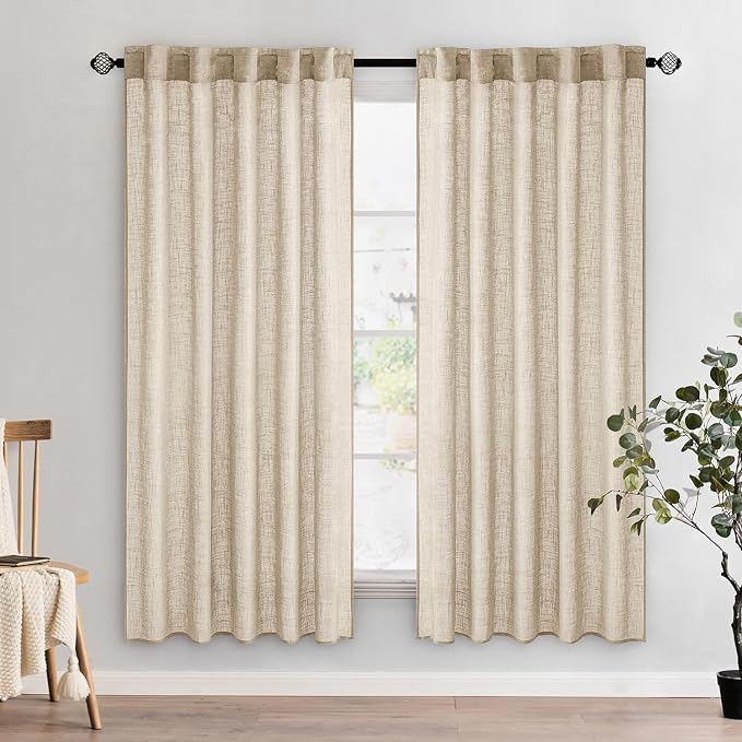 MIULEE Light Taupe Linen Curtains 52x72 Inch Length by MIULEE