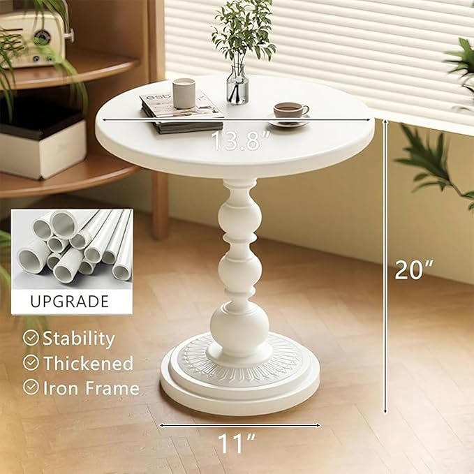 Funecy Metal Small End Table, Vintage Matte Black Round Side Table Nightstand - Image 3