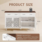 59″ White Bohemia 4 Heart Shaped Carved Doors, 2 Drawers and 2 Adjustable - Image 2
