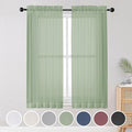 Sheer Curtains Living Room 54 inches Long, Rod Pocket Curtain Sheers Bedroom by OWENIE