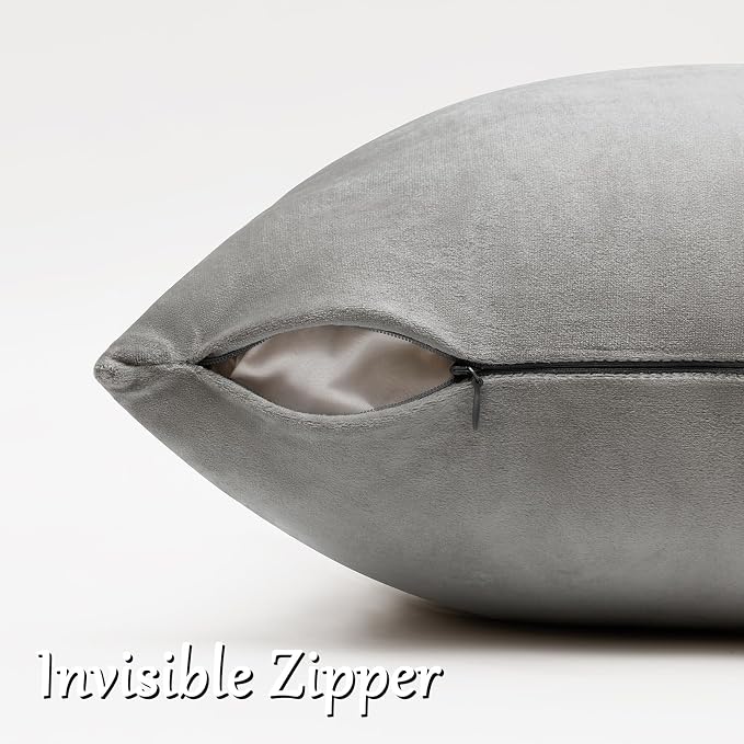 GIGIZAZA Silver Grey Velvet Throw Pillow Covers Big 26x26 Pack of 2 | - Image 5