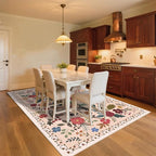 9x12 Area Rugs for Living Room Clearance Washable Boho Area Rug, Vintage Floral - Image 3
