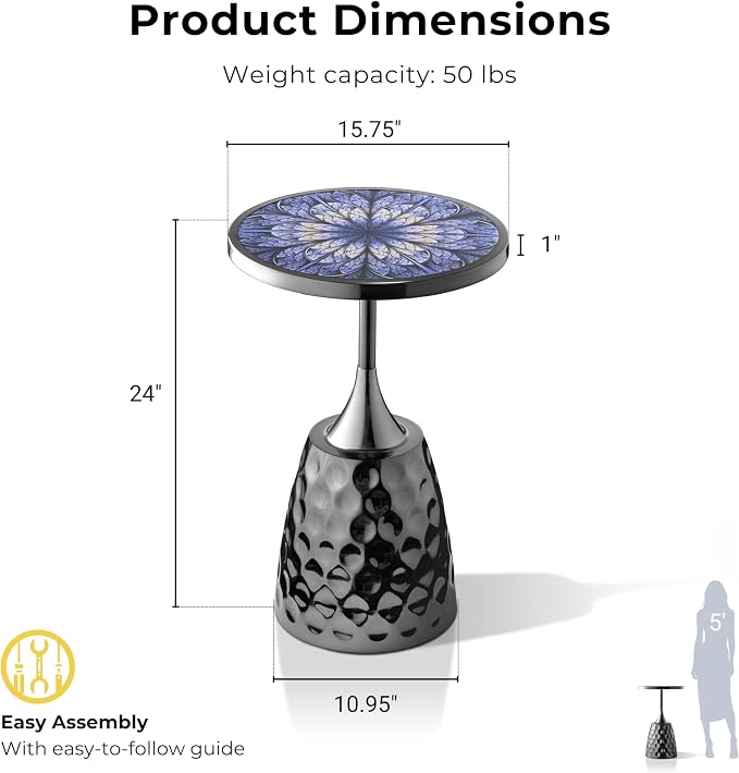 Homes: Inside + Out Halric Modern 24" Tall Round End Table - Image 3