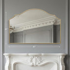 Besdomus Large Scalloped Gold Mirror: 47"x31" Modern Minimalist Wood Frame Wall - Image 4