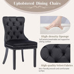KCC Velvet Dining Chairs Set of 2, Upholstered High-end Tufted Dining Room Chair - Image 4